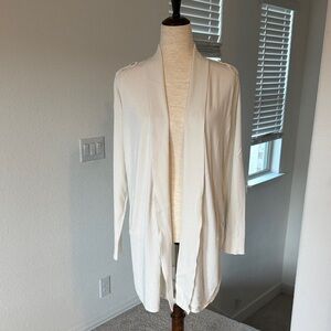 White House Black Market Open-Front Cream Women's Sweater Cardigan